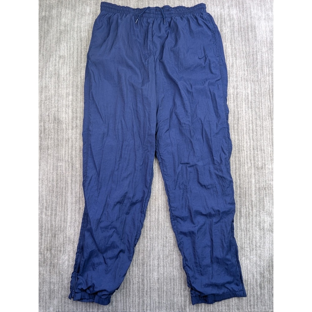 VTG Nike Track Pants Mens Large Blue Nylon Windbreaker Lined Running Joggers